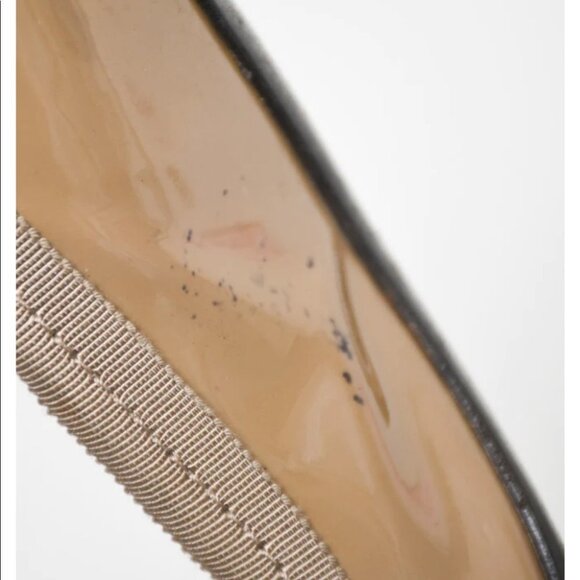 LANVIN TAN PATENT LEATHER POINTED TOE FLATS WITH RIBBON TRIM SIZE 36 - Picture 11 of 16